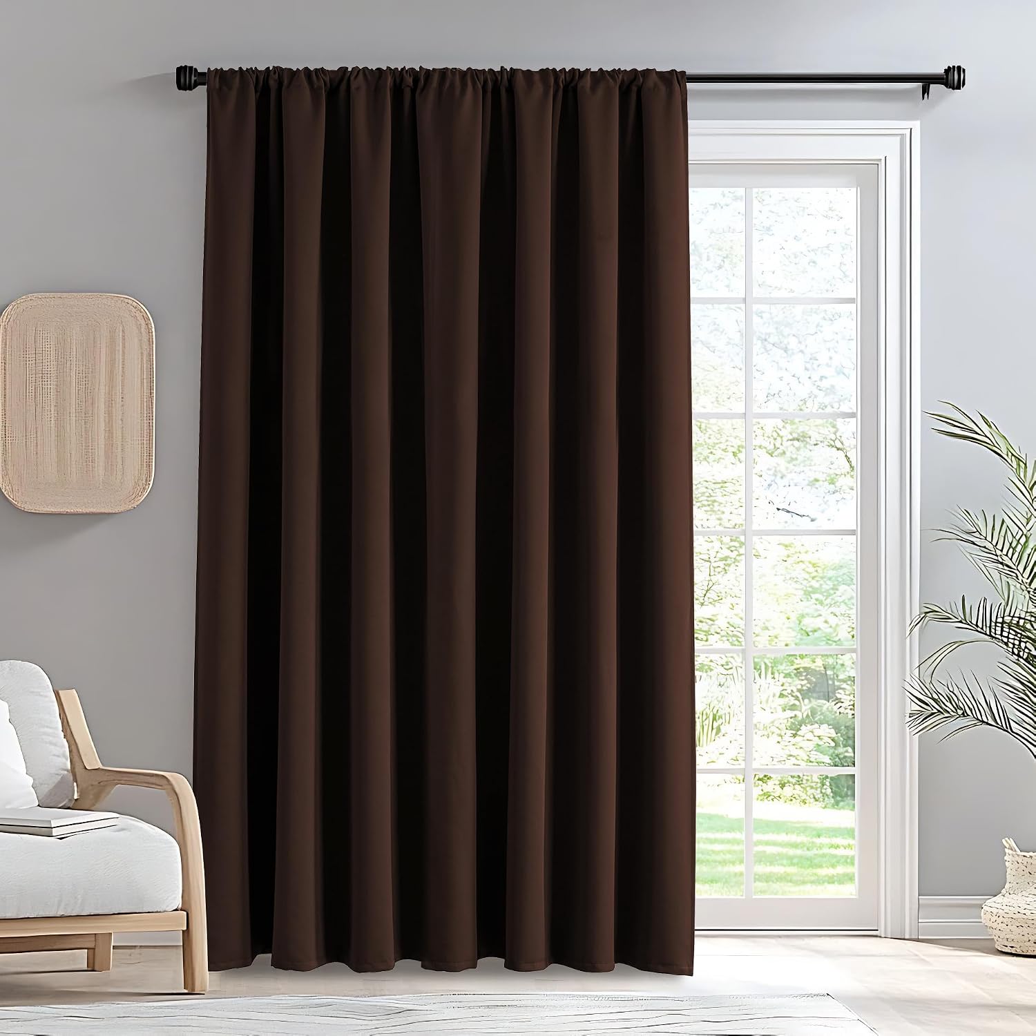 Igemaeve Blackout Curtains for Bedroom 1 Panel, Custom Curtains Thermal Insulated Chocolate, Rod Pocket Room Darkening Drapes for Living Ro…