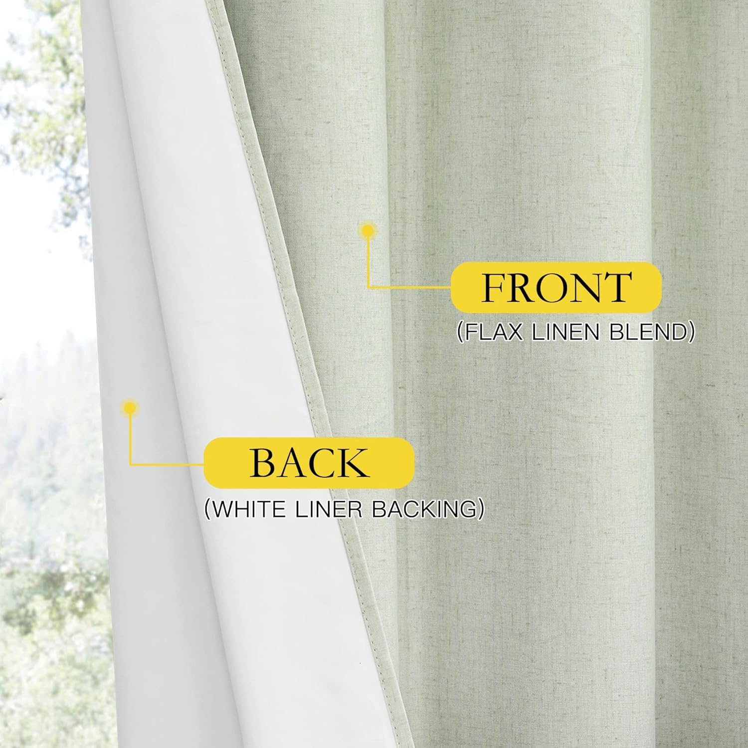 NICETOWN Sage Green 100% Blackout Linen Texture Curtains 84 inches Long 2 Panels for Boy's Room, Thermal Insulated Full Blackout 2-Layer…