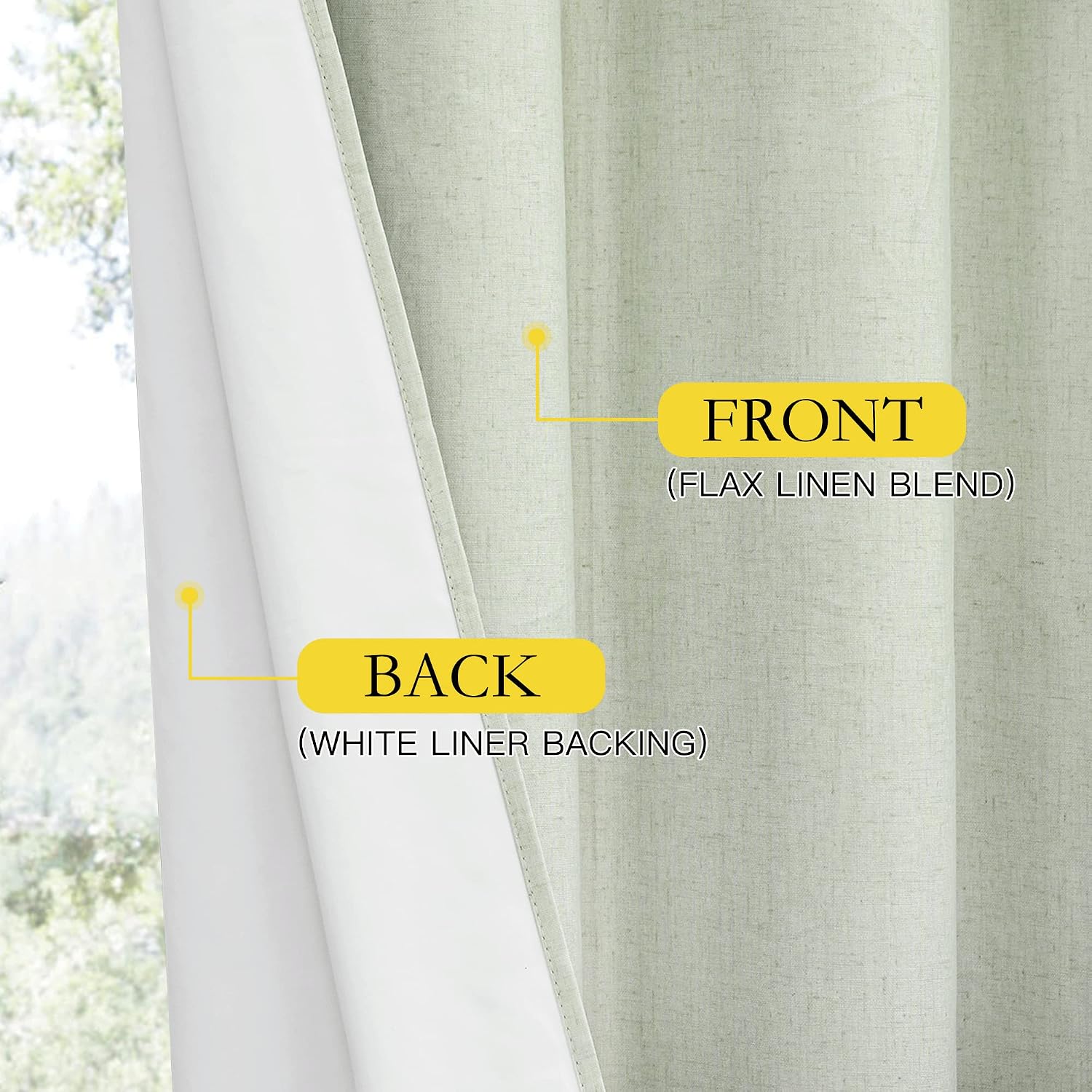 NICETOWN Sage Green 100% Blackout Linen Texture Curtains 90 inches Long 2 Panels for Boy's Room, Thermal Insulated Full Blackout 2-Layer…