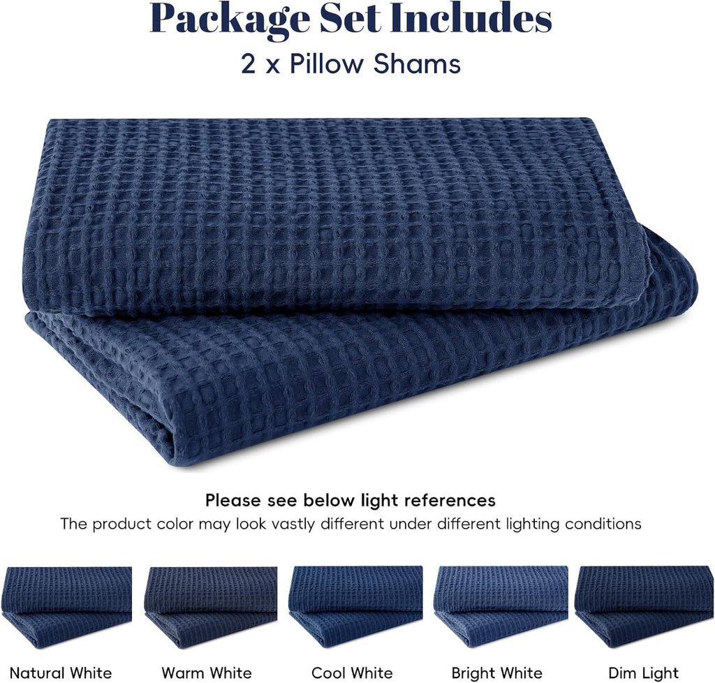 Phf 100% Cotton Waffle Weave Throw Pillow Cover, 22" x 22", No Filling, 2 Pack Elegant Home Decorative Square Throw Pillow Covers for Bed C…
