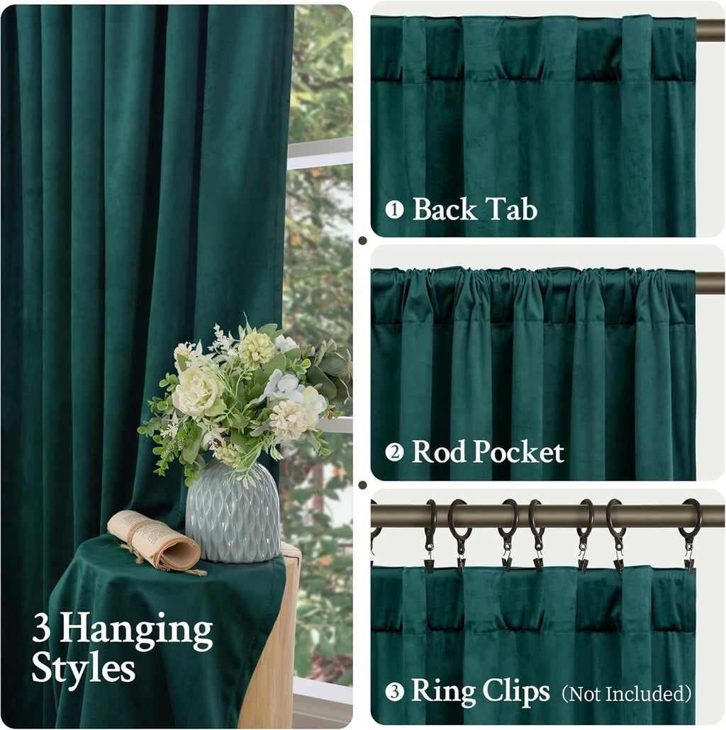 Lamit Teal Velvet Curtains 120 Inch Length for Living Room, Thermal Insulated Room Darkening Drapes Luxury Privacy Protected Back Tab and R…