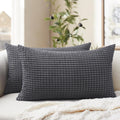 Softalker Throw Pillow Covers 12x20 Inch, Set of 2, Soft Corduroy Boho Stripe Decorative Pillow Cover, Couch Fluffy Pillow Cover for…