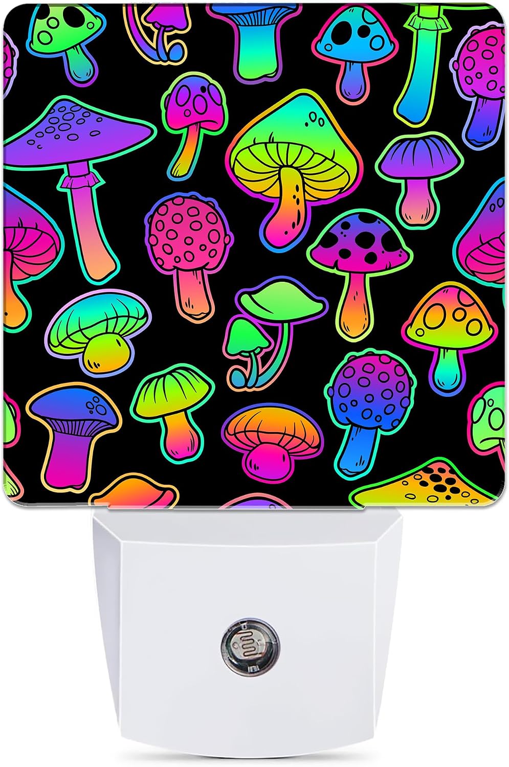 Bright Psychedelic Colors Mushrooms Night Light Plug in Wall Lamp Smart Dusk to Dawn Sensor for Home Decorative, Kids Room Bedroom…