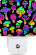Bright Psychedelic Colors Mushrooms Night Light Plug in Wall Lamp Smart Dusk to Dawn Sensor for Home Decorative, Kids Room Bedroom…