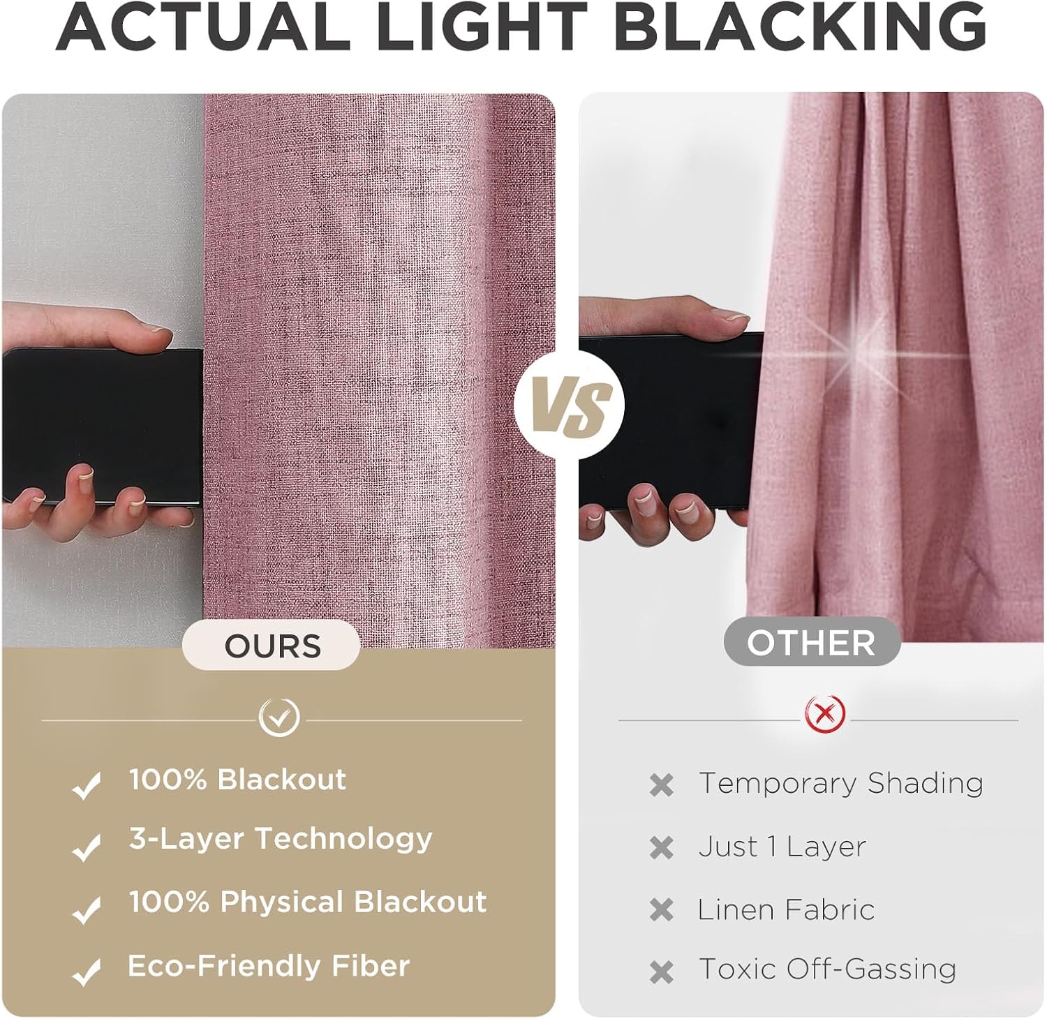 Joydeco Light Pink Blackout Curtains 108 Inches Long, Extra Long Curtains 108 Inch Length 1 Panel for Bedroom, Thermal Insulated Linen…