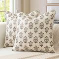 OTOSTAR Floral Print Pillow Covers 18x18 Inch Pack of 2 Double-Sided Brown Flower Square Throw Pillow Covers Farmhouse Rustic Cushion…