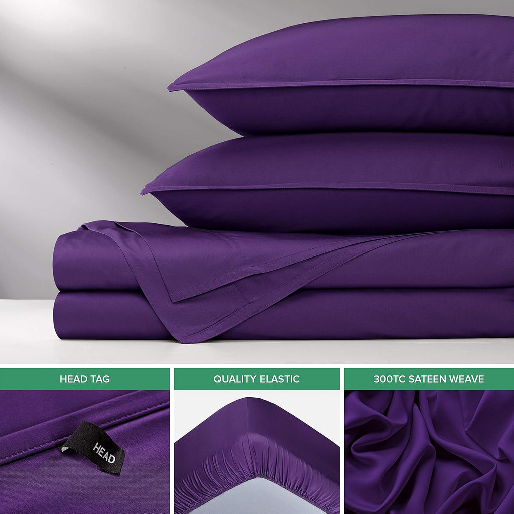 PureBamboo Pure Bamboo Twin Sheets, Genuine 100% Organic Viscose Derived from Bamboo Bed Sheet Set, Luxuriously Soft & Cooling, Double Stit…