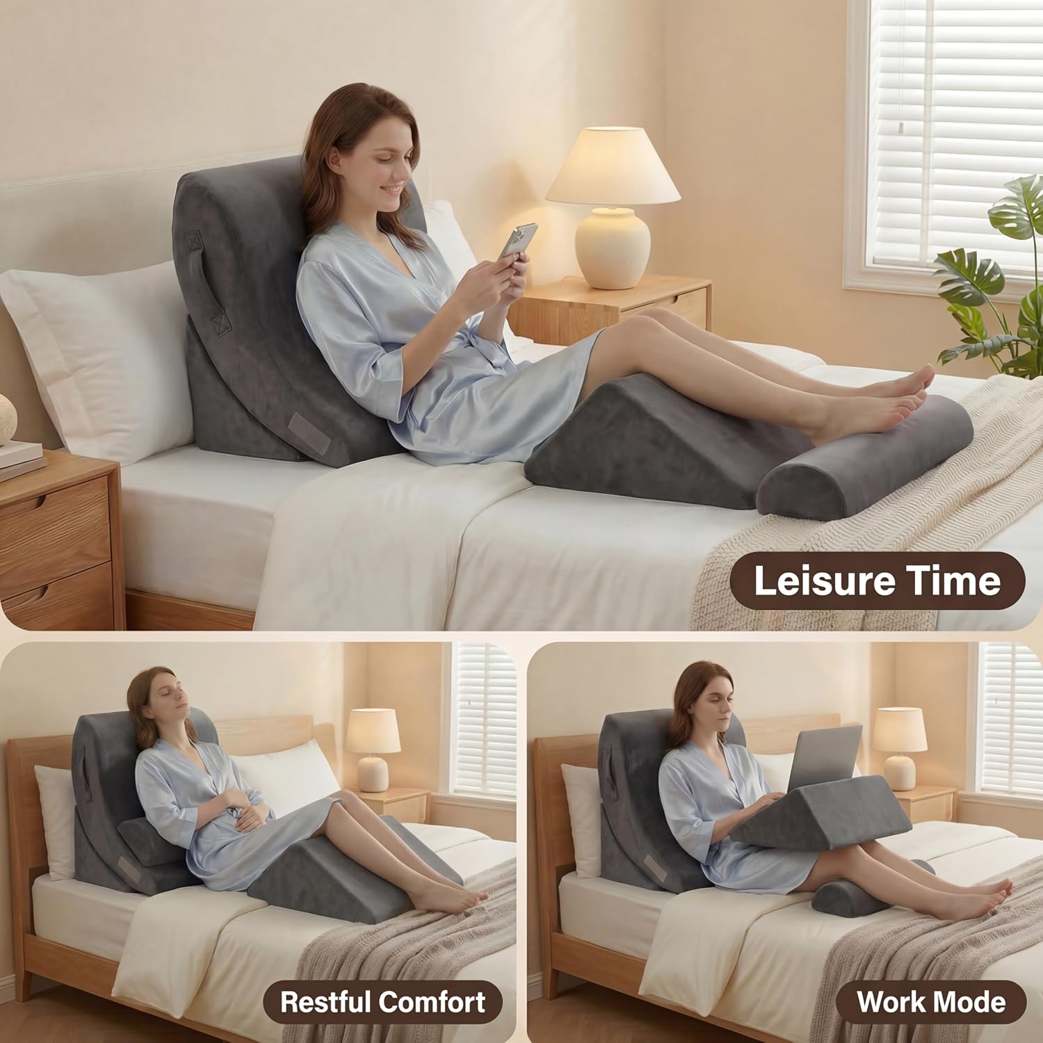 Axelrod Orthopedic Bed Wedge Pillow Set, Post Surgery Foam for Back, Neck and Leg Comfortable & Adjustable Ortho Pillows- Anti Snoring, Hea…