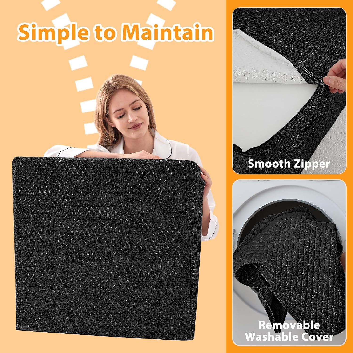 Ruqmuis Wedge Pillow for Acid Reflux, Bed Wedge Pillow for Headboard 10", Pillow Wedge for Back, Post Surgery, Elevated Pillows for Sleepi…