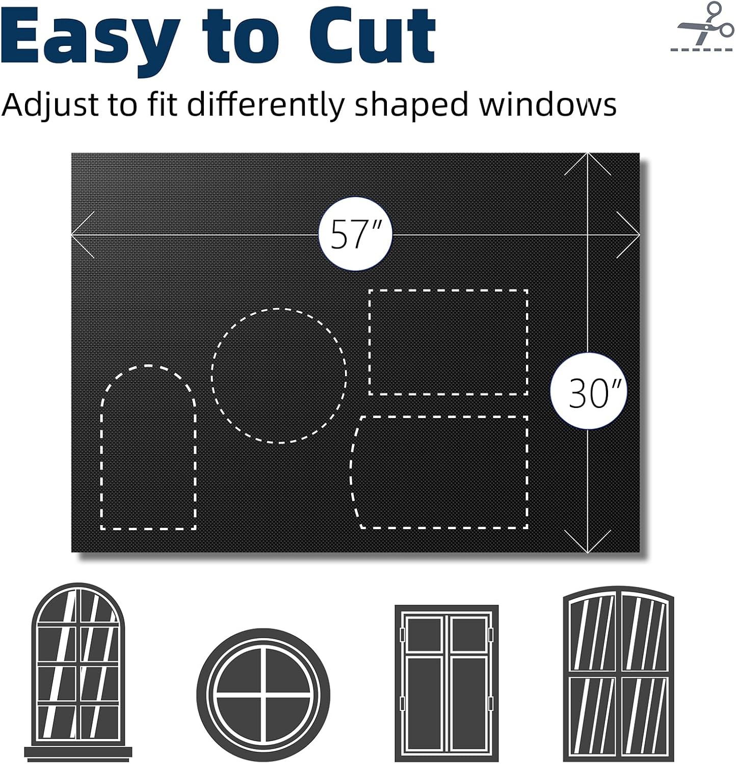Nighton Portable Blackout Curtains 30"×59", Strong Hook and Loop Tape Strips with Adhesive, Cuttable Blackout Window Cover, 100% Black Out…