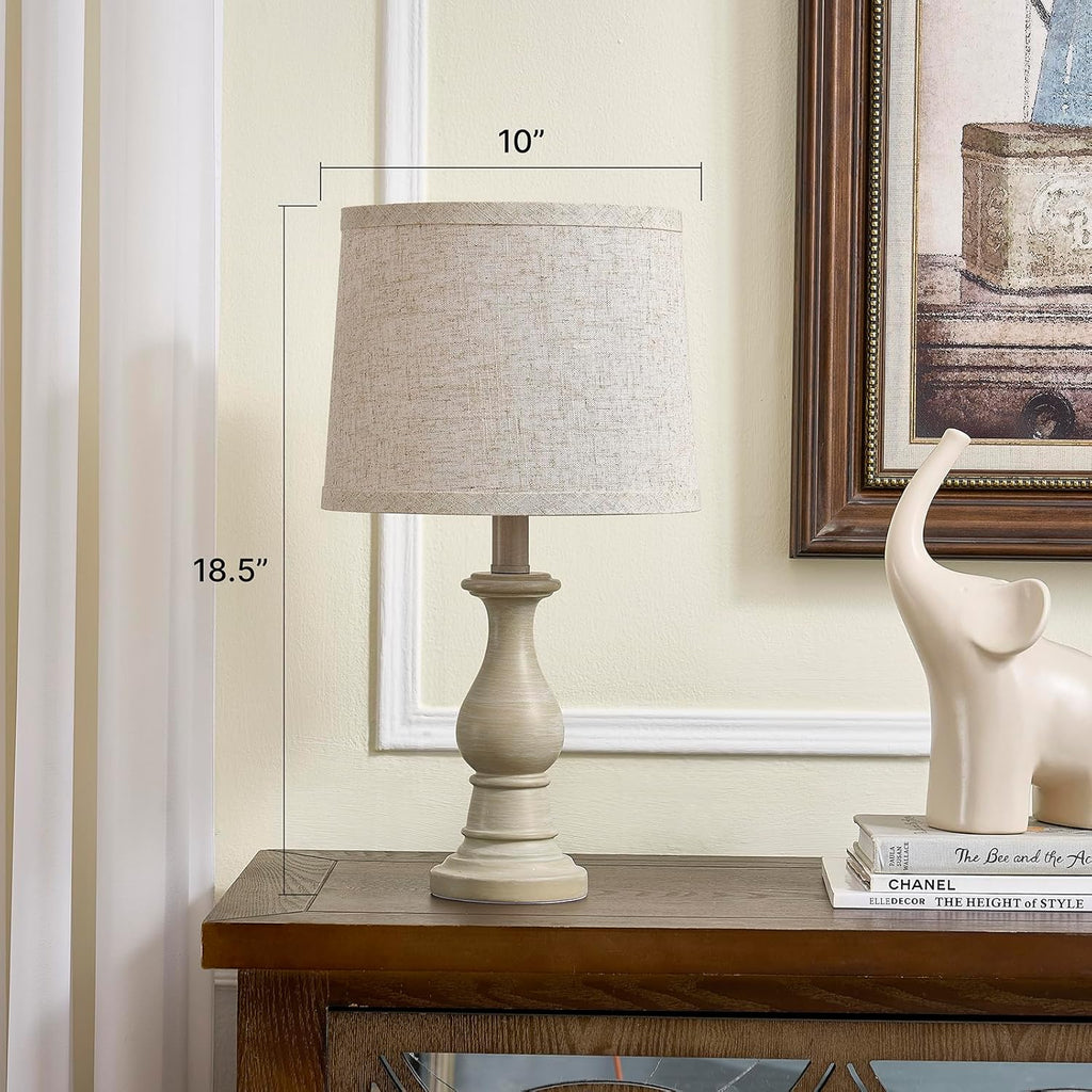 Vintage Table Lamp for Living Room Bedroom, 18.5" Farmhouse Bedside Lamps Nightstand Lamp Set of 2, Table Lamps with Oatmeal Linen Lamp…