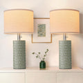 Reaketon 20.5" Modern Ceramic Table Lamps for Bedroom Set of 2, Bedside Lamps for Night Stands with Beige Lampshade, Farmhouse Table Lamp…