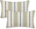 Blue Sage Green Pillow Covers 12x20 Set of 2 Boho Outdoor Striped Throw Pillow Covers Abstract Modern Geometry Decorative Pillowcase…