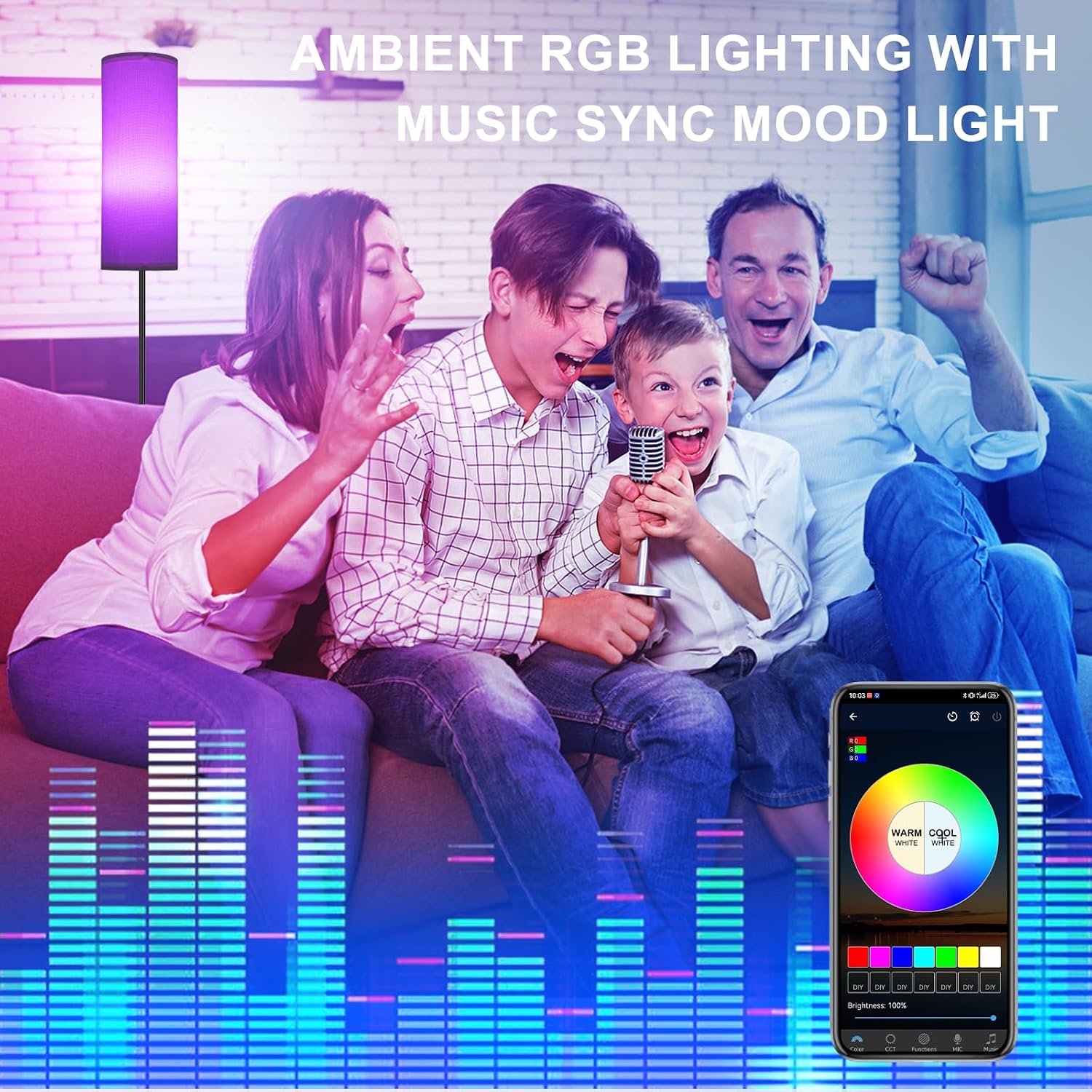 FRIDEKO HOME Floor Lamp, Color Changing Ambient Lighting for Living Room & Gaming Decor, Smart Standing Lamp with App & Remote Control…