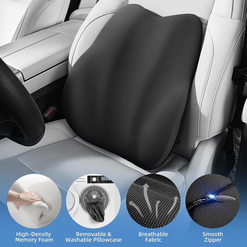 Bebas Lumbar Support Pillow for Car, Memory Foam Back Cushion for Driving, Ergonomic Lumbar Pillow for, Comfort Lower Back Support for Off…