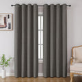 Cucraf 100% Blackout Curtains 63 inches Length 2 Panels Set, Room Darkening Linen Textured Curtain Grommet for Bedroom Living Room, Light B…