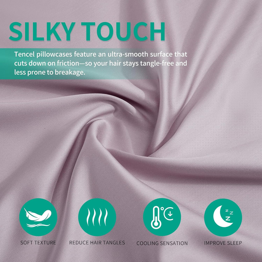 Stnomyhome 100% Eucalyptus Tencel Lyocell Cooling Pillowcase Set of 2, Moisture Wicking, Temperature Regulating, Soft &Smooth Sateen Pillow…