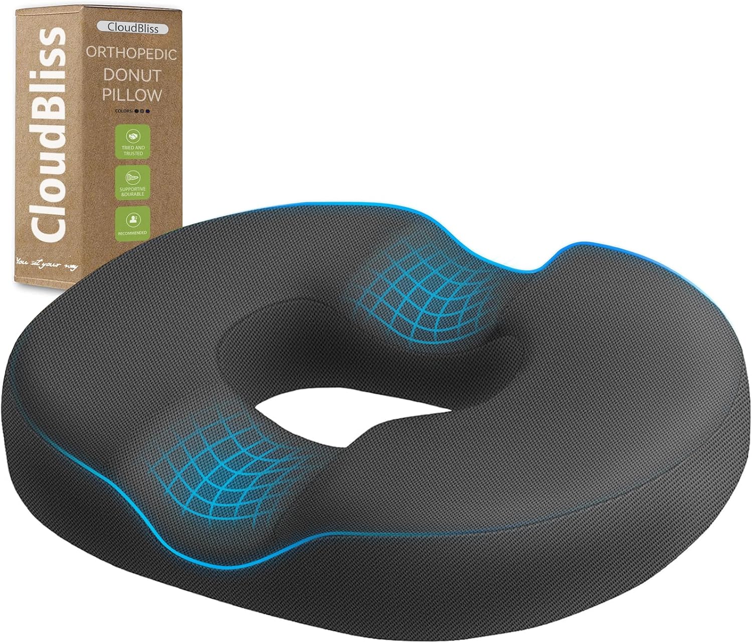 CloudBliss Donut Pillow Seat Cushion for Tailbone and Hemorrhoids, Memory Foam Chair Cushion for Postpartum Pregnancy, Seat Cushions for Me…