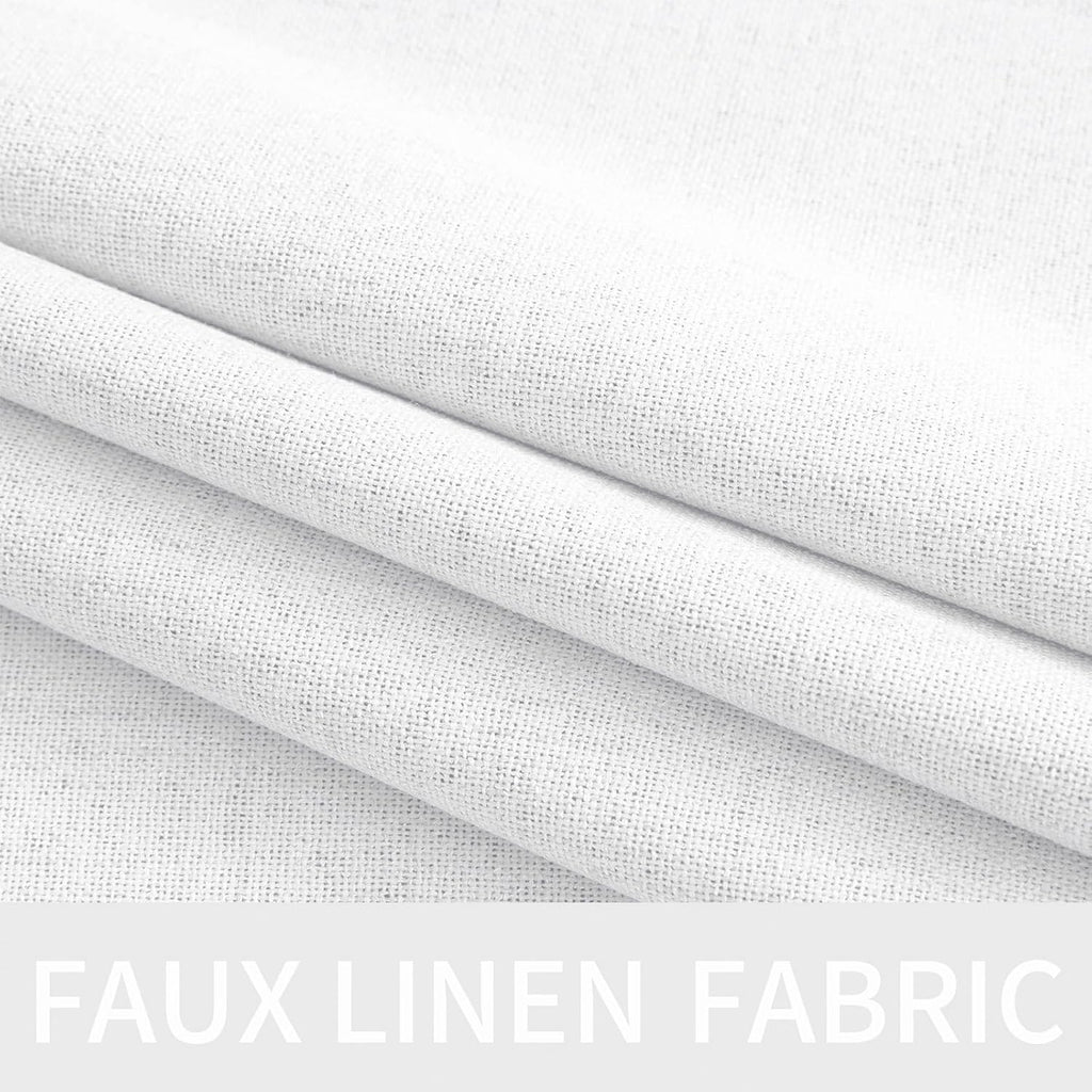 Miulee Linen Textured Curtains for Bedroom Solid 100% Blackout Thermal Insulated Bright White Grommet Room Darkening Curtains & Drapes Luxu…