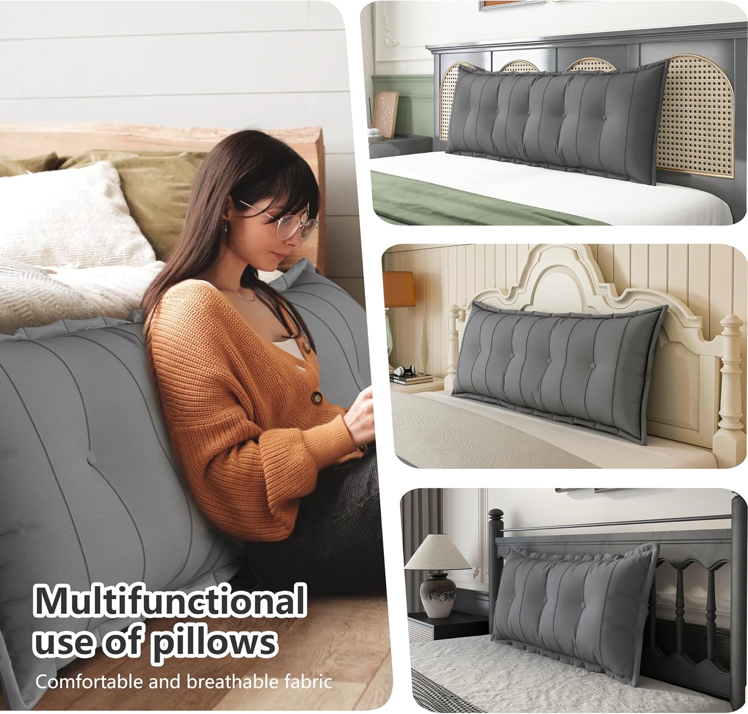 JohnearHomeFashionDecorLife Johnear Headboard Pillow Large Reading Pillows for Sitting in Bed Adult Daybed Cushion Backrest Bolster Pillow…
