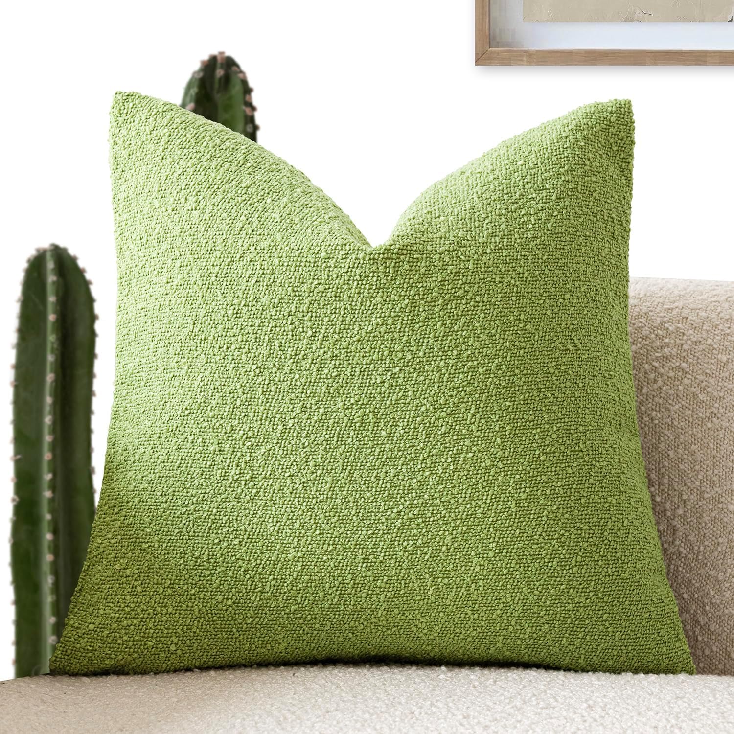 Foindtower Decorative Textured Boucle Throw Pillow Covers Accent Solid Pillow Cases Neutral Soft Cozy Couch Cushion Case for Chair Sofa…