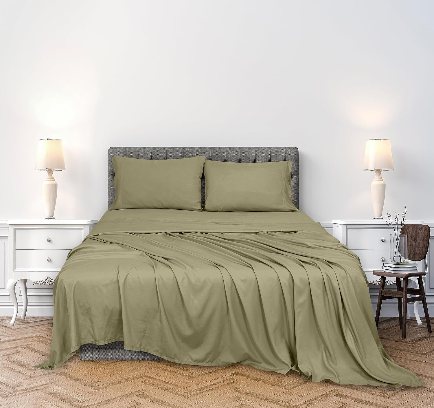 Royalelinens ROYALE LINENS 300 Thread Count 100% Long Staple Combed Cotton Sheet Set - 4 Piece King Bed Sheets - 1 Fitted, 1 Flat & 2 Pillo…