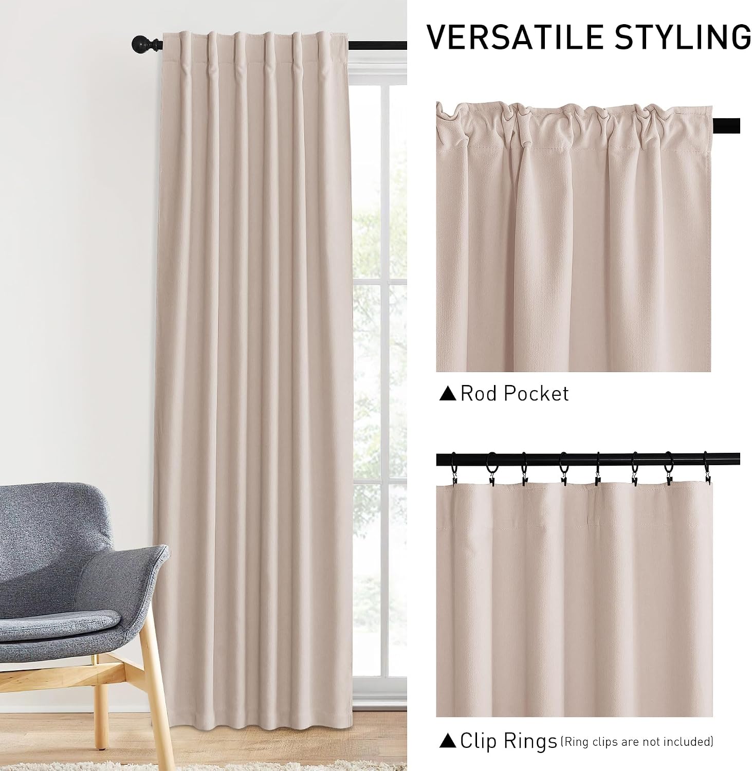 Nicetown Pink Chenille Room Darkening Thermal Insulated Curtains 84 Inch Long for Girls Bedroom, Thermal Insulated Velevet Drapes for Nurse…