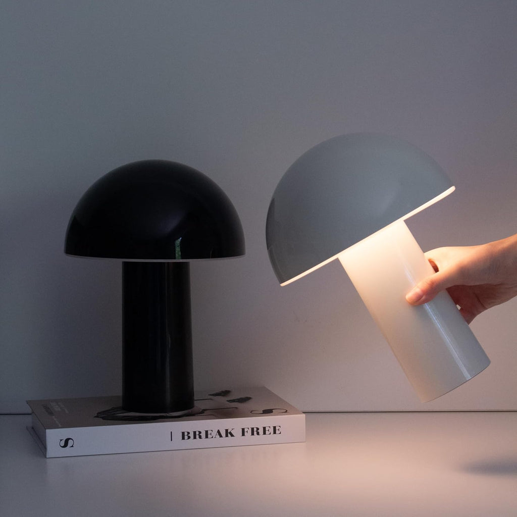 Brightech Celia Table Lamp – 10" Touch-Controlled Mushroom Small Lamp, Cordless & Dimmable LED, Portable Bedside Night Light, Sustainable M…