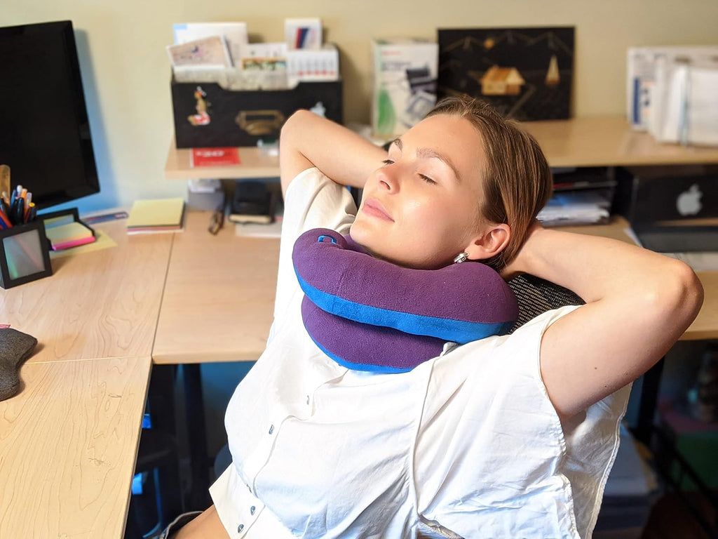 BCOZZY Travel Neck Pillow for Airplane– Patented Double Support for Head, Neck, and Chin. Best for Long Flights, Plane Sleeping, and Car…