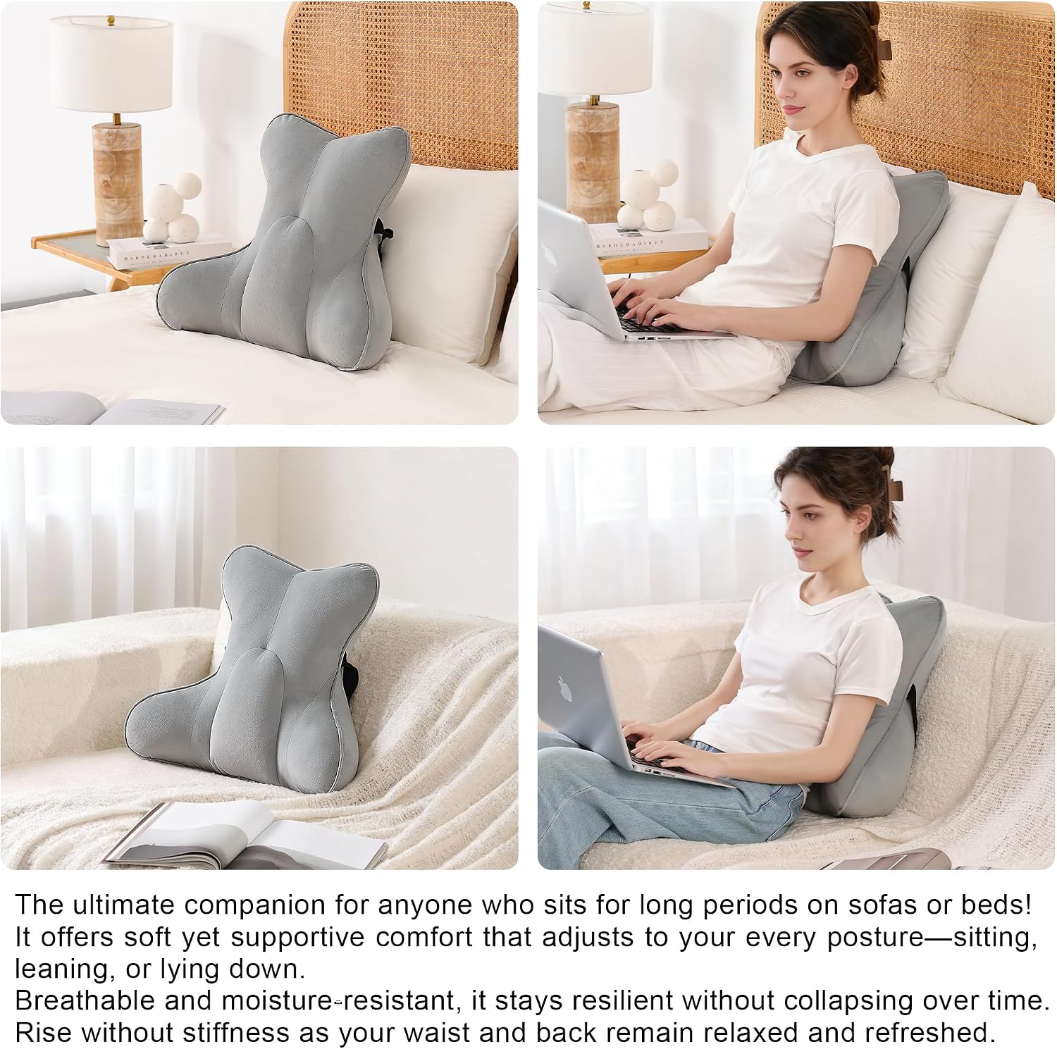 Ailuteie Lumbar Back Pillow (Pat. Pend), Supportive Back Cushion for Bed, Couch & Recliner, Ergonomic Lumbar Pillow with Customizable Firmn…