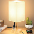 cozoo USB Bedside Table Desk Lamp with 2 USB Charging Ports and 2 AC Outlets, Dimmable Nightstand Lamp with Charger Base White Fabric…
