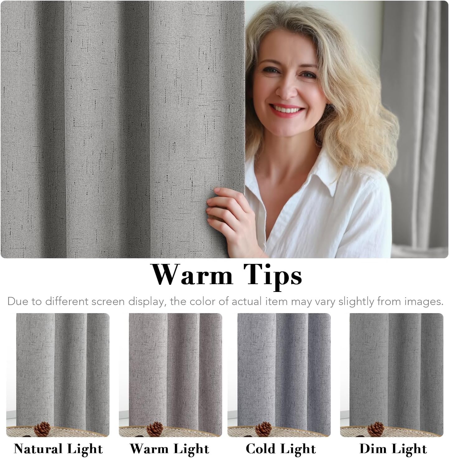 H.VERSAILTEX Linen Blackout Curtains 45 Inches Long 100% Blackout Thermal Insulated Textured Linen Look Curtain Draperies Anti-Rust…