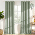 Nicetown 100% Blackout Linen Sage Green Curtains 96 inches Long, White Liner Composite Grommet Thermal Drapes Home Decor Window Treatments…