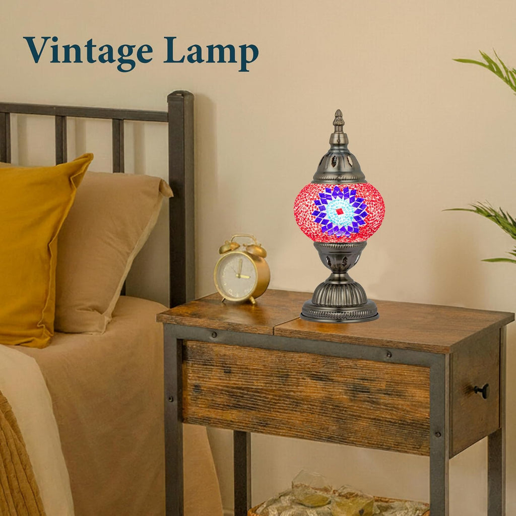 Marrakech Vintage Lamp Turkish Mosaic Lamps with Tiffany Style, Handmade Moroccan Table Lamps with Bronze Base Including LED Bulb for…