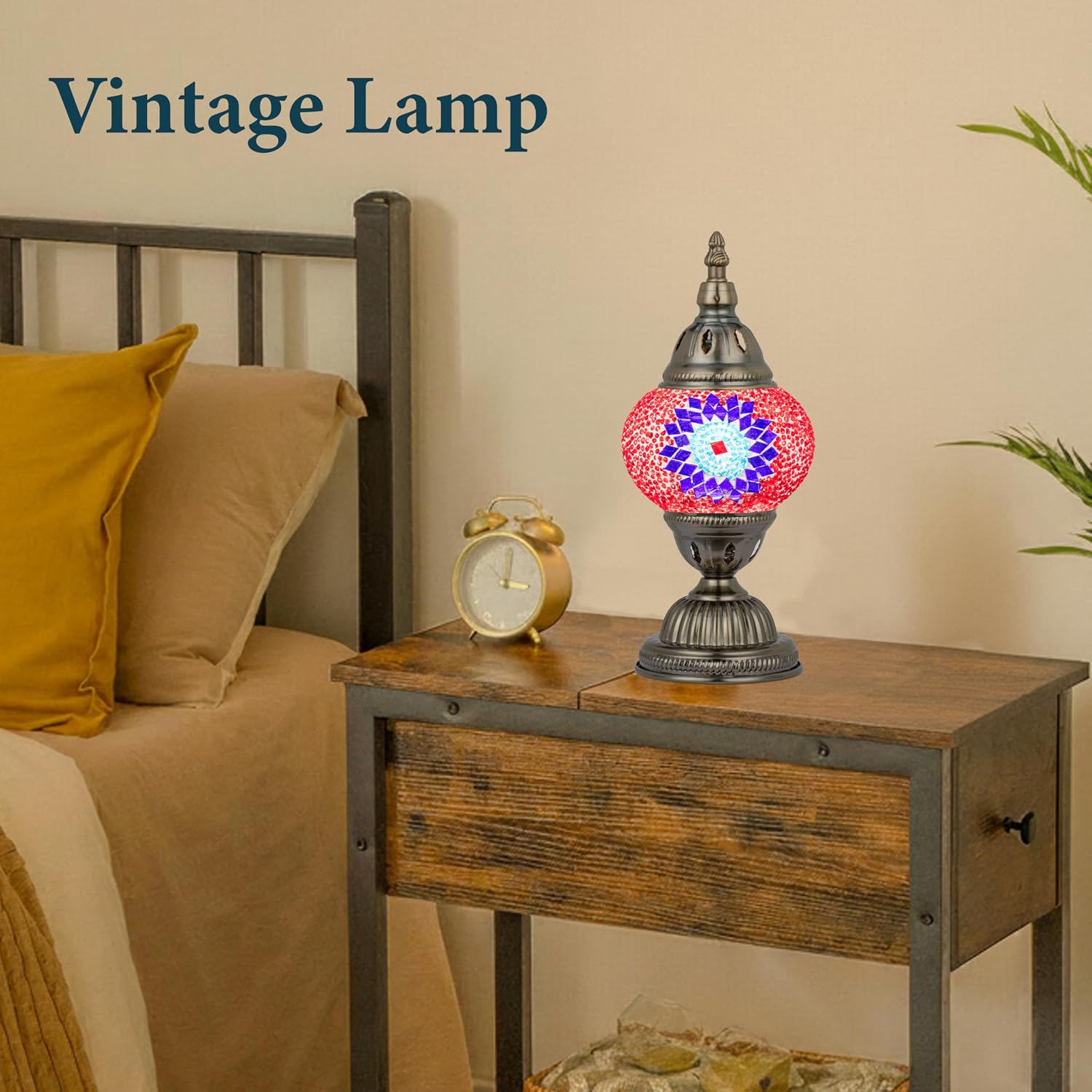 Marrakech Vintage Lamp Turkish Mosaic Lamps with Tiffany Style, Handmade Moroccan Table Lamps with Bronze Base Including LED Bulb for…