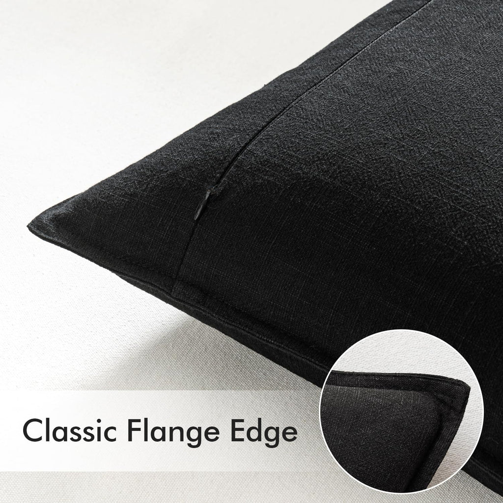 EMEMA Decorative Linen Throw Pillow Covers 22x22 Inch Black Boho Farmhouse Neutral Couch Throw Pillows for Bed Pack of 2 Accent…