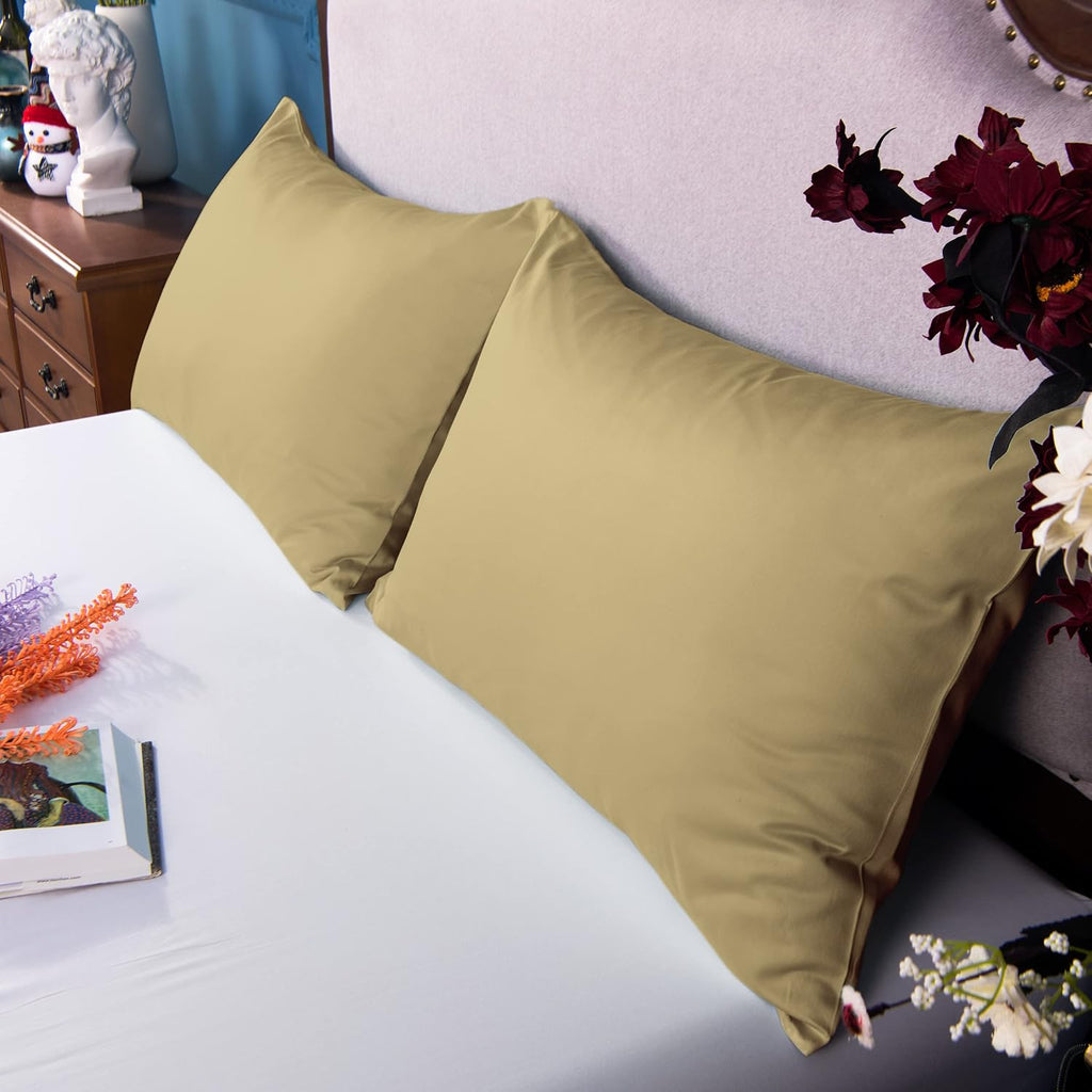 NTBAY Egyptian Cotton King Pillowcases - Set of 2, 500 Thread Count Cotton Pillowcases - Soft and Breathable Envelope Closure Pillow…