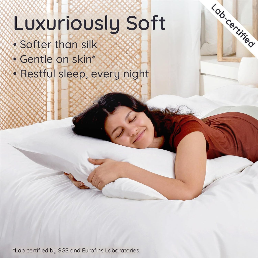 Bambaw 100% Viscose Derived from Bamboo Pillowcase Standard Size – Set of 2 Cooling Pillow Cases for Hot Sleepers, Breathable & Good for th…