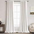Nanspring Cream 100% Blackout Linen Curtains 96 Inches Long for Bedroom Back Tab Thermal Insulated Modern Farmhouse Decor Black Out Curtain…
