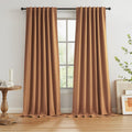 Keqiaosuocai Burnt Orange Blackout Linen Curtains, 2 Panels Set, 50"W x 108"L, Farmhouse Style, Rod Pocket or Back Tab Hanging, Year-Round…