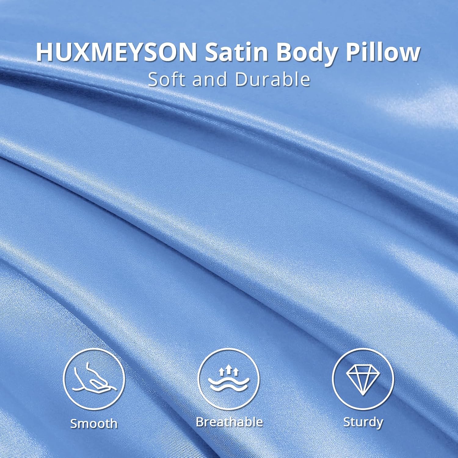 Huxmeyson Body Pillow with Satin Pillowcase, Body Pillow for Adults, Removable Cover, Light Blue (20"x54") 1 count Blue
