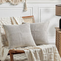 Fancy Homi 2 Packs Neutral Grey Samll Decorative Throw Pillow Covers 12x12 Inch with for Couch Bed Sofa, Rustic Farmhouse Boho Home…