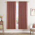 Guken Dusty Rose 100% Blackout Linen Curtains 72 Inch Length 2 Panels Set for Girls Bedroom Back Tab Thermal Insulated Black Out Drapes Roo…