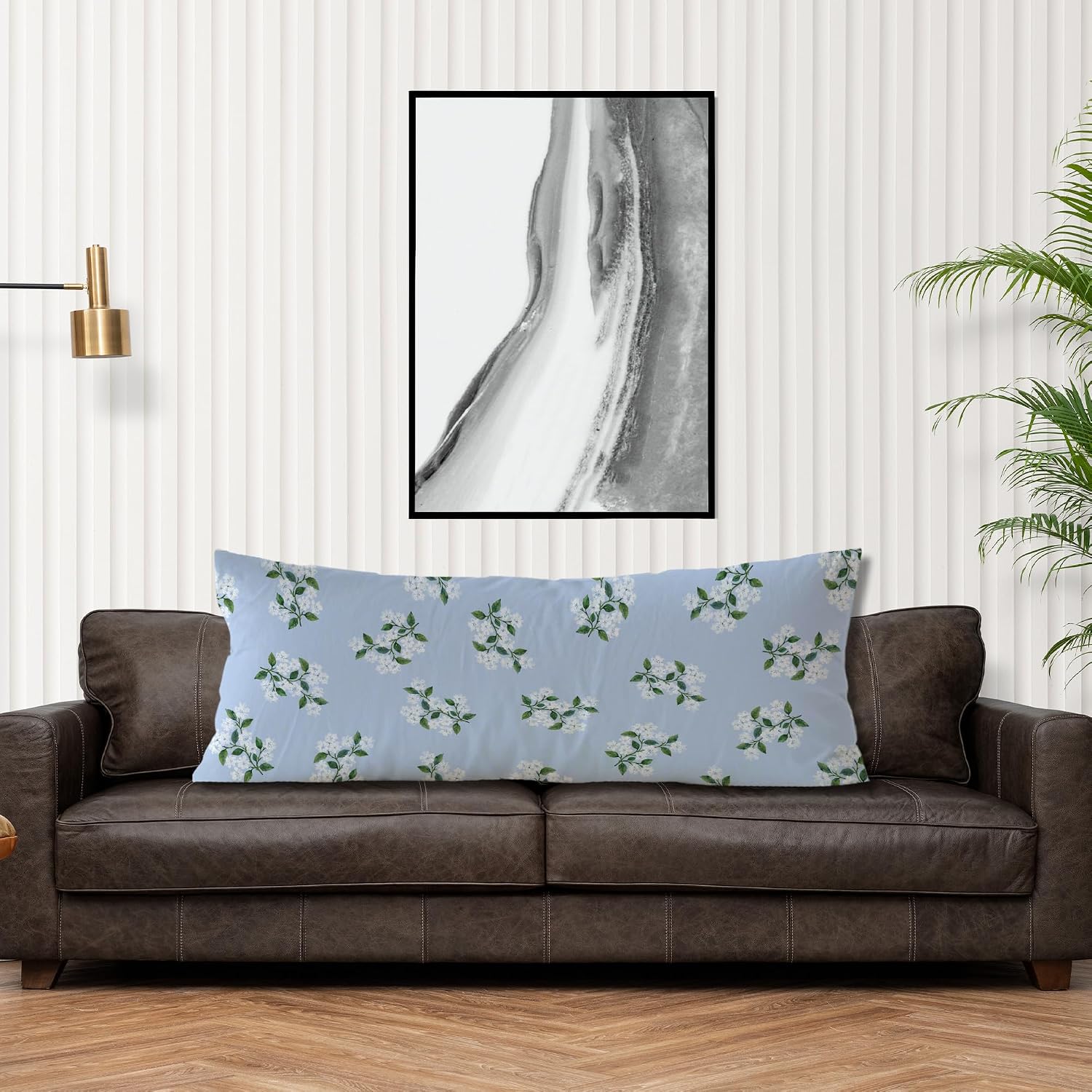 Blue Hydrangea Chinoiserie Body Pillow Covers 20x54, Grandmillennial Home Decor, Girly Aesthetic Hydrangea Floral Long Body Pillow Case…