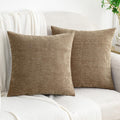 Hwy50 HWY 50 Taupe Couch Pillow Covers 16x16 Inch Pack of 2, Soft Chenille Decorative Throw Pillow Cases Farmhouse for Sofa Living Room Bed…