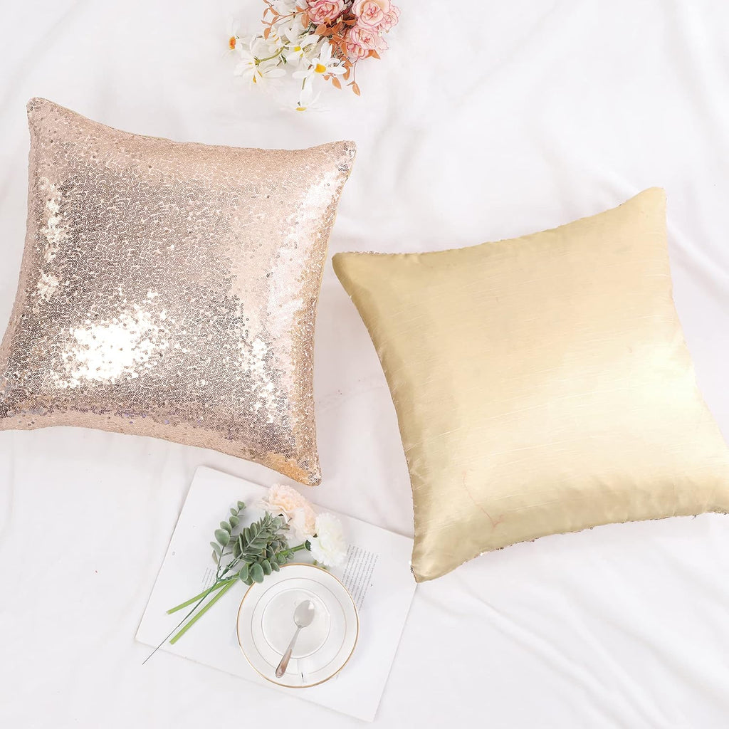 uxcell 2 Pcs Sequin Throw Pillow Covers, Shiny Sparkling Comfy Satin Cushion Covers, Decorative Pillowcases for…