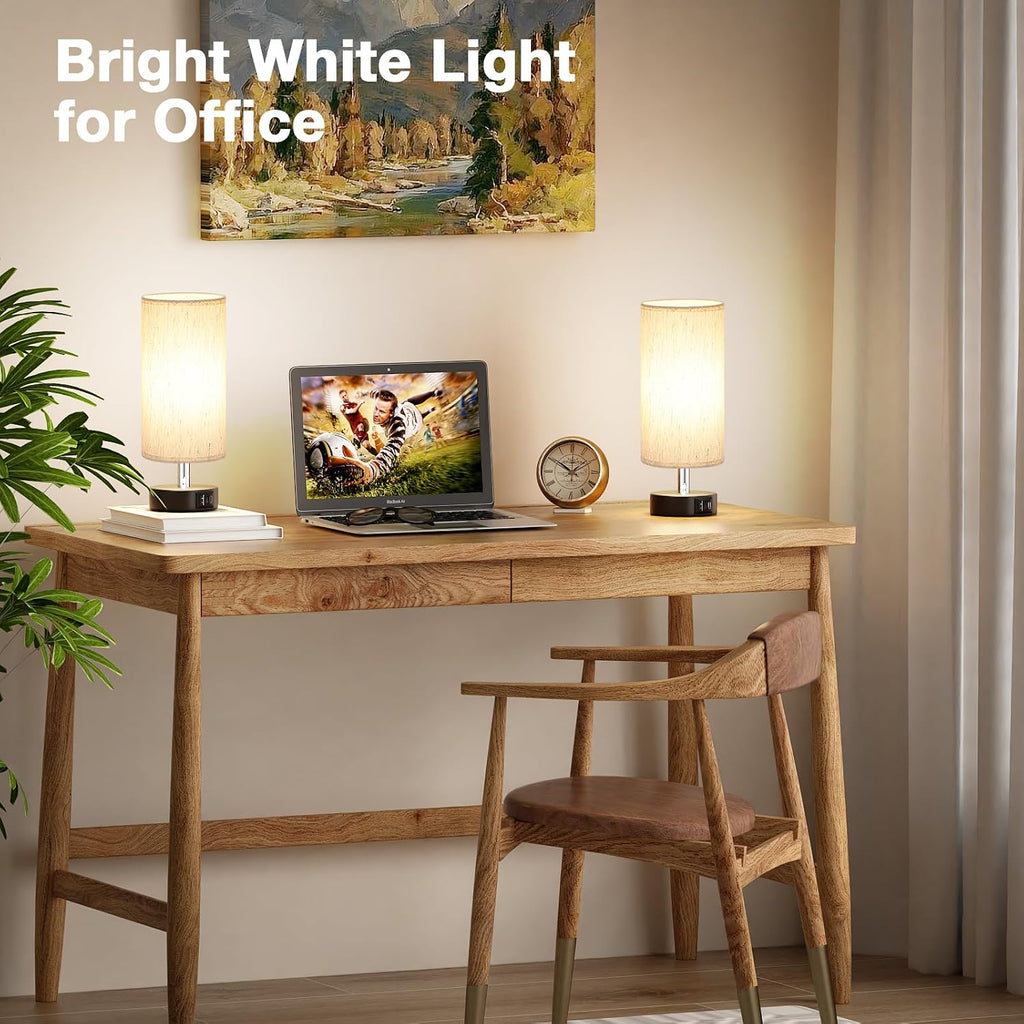 PartageiZ Small Touch Lamps Set of 2 - Table Lamps for Nightstand, Minimalist Bedside Lamps for Bedroom with 3000K Dimmable Bulbs