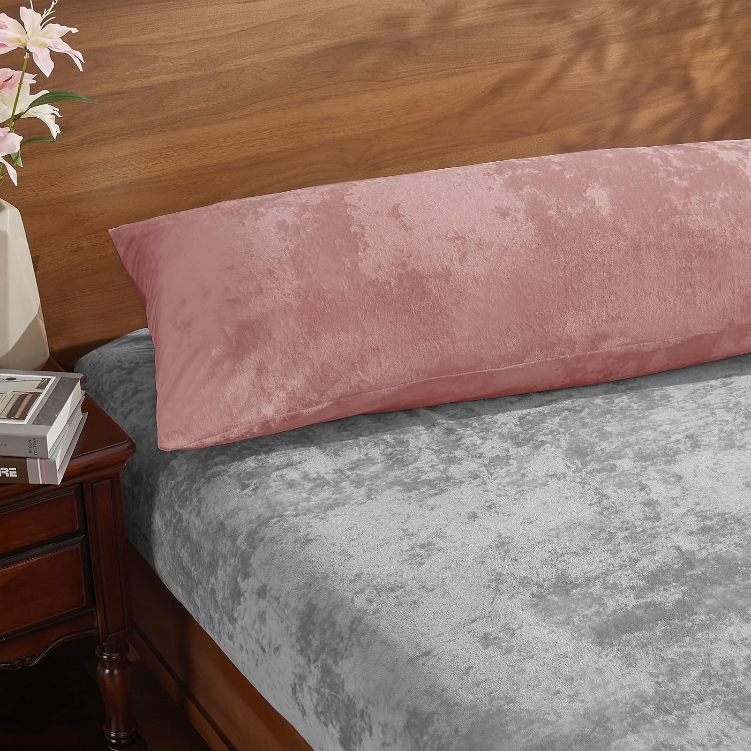BEDELITE Velvet Body Pillow Cover with Zipper, Soft and Plush 20x54 Long Pillow Case, Velvety Smooth and Cozy Body Pillow Pillowcase for…