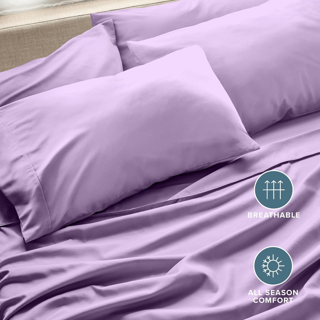 BareHome Bare Home Microfiber Bulk Pillow Cases - Standard/Queen Size Set of 4 - Cooling Pillowcases - Double Brushed - Lavender Pillowcase…