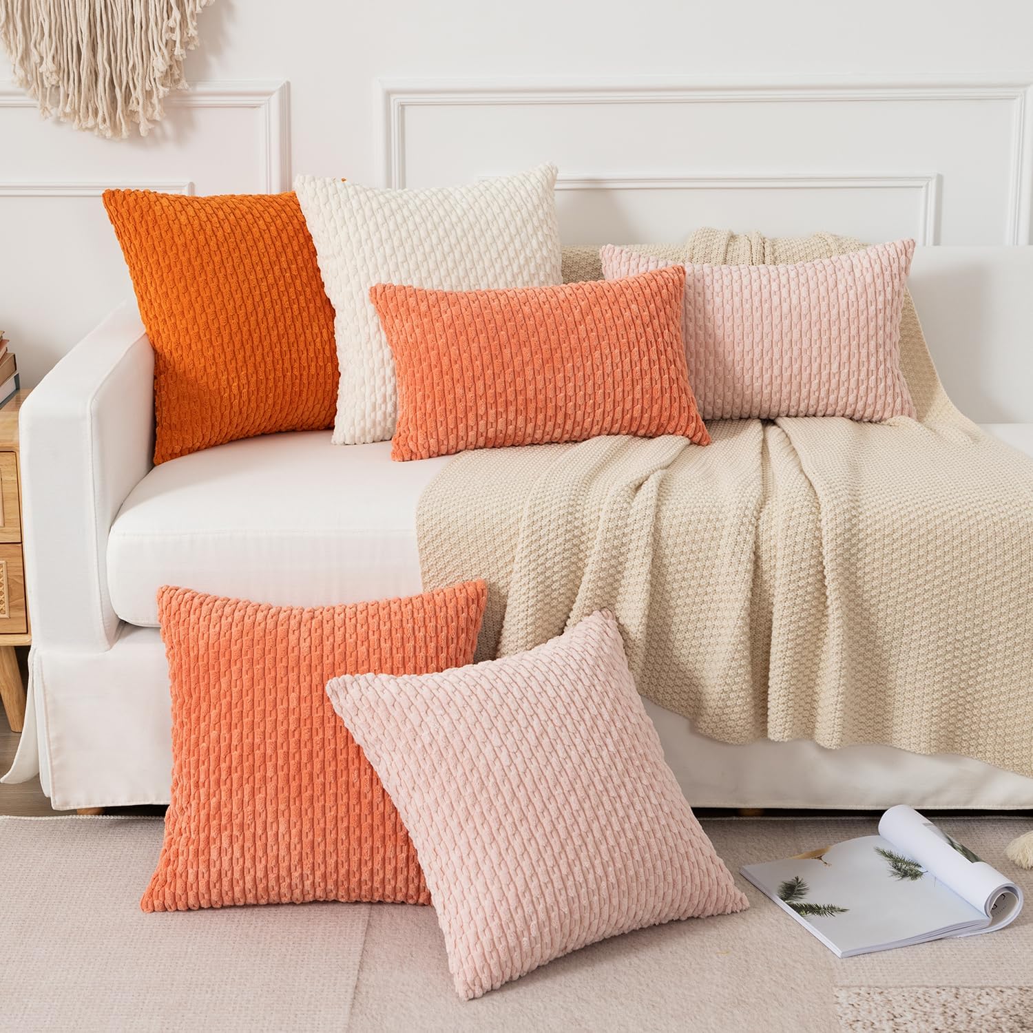 KevinTextile Kevin Textile Valentines Day 12x24 Inch Pillow Cover 1 Pack Boho Decorative Soft Striped Corduroy Lumbar Farmhouse Accent Rect…
